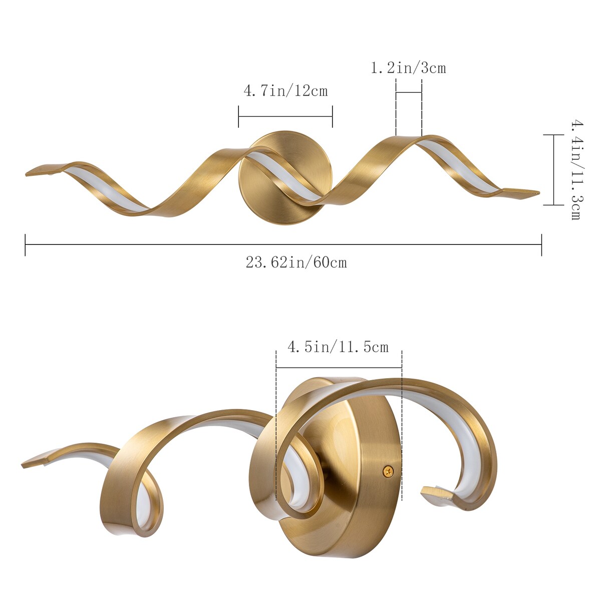 Modern Spiral Design LED Bathroom Vanity Light Dimmable Wall Light