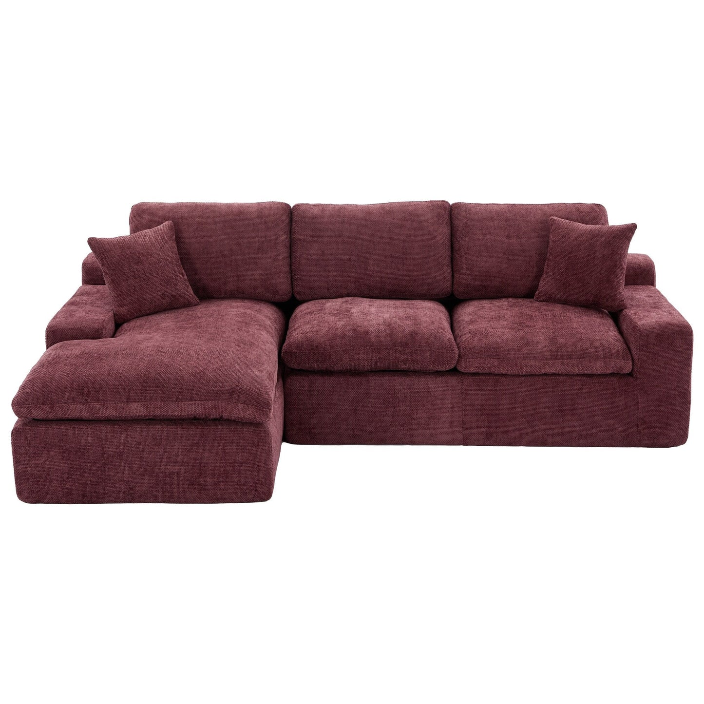Modular Chenille Cloud Sectional Sofa with Double-Layer Cushions, Side Storage and Matching Pillows for Living Room