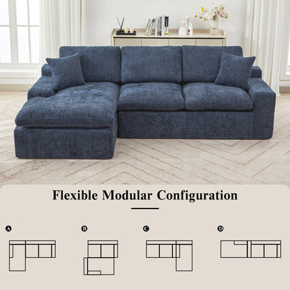 Modular Chenille Cloud Sectional Sofa with Double-Layer Cushions, Side Storage and Matching Pillows for Living Room