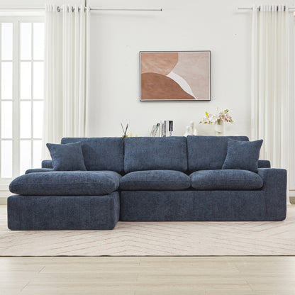 Modular Chenille Cloud Sectional Sofa with Double-Layer Cushions, Side Storage and Matching Pillows for Living Room