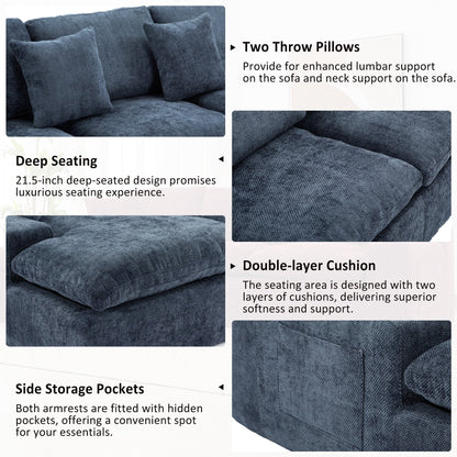 Modular Chenille Cloud Sectional Sofa with Double-Layer Cushions, Side Storage and Matching Pillows for Living Room