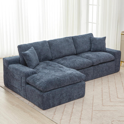 Modular Chenille Cloud Sectional Sofa with Double-Layer Cushions, Side Storage and Matching Pillows for Living Room