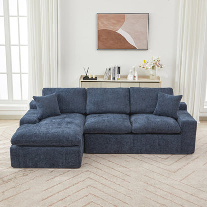Modular Chenille Cloud Sectional Sofa with Double-Layer Cushions, Side Storage and Matching Pillows for Living Room