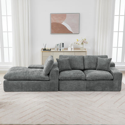 Modular Chenille Cloud Sectional Sofa with Double-Layer Cushions, Side Storage and Matching Pillows for Living Room
