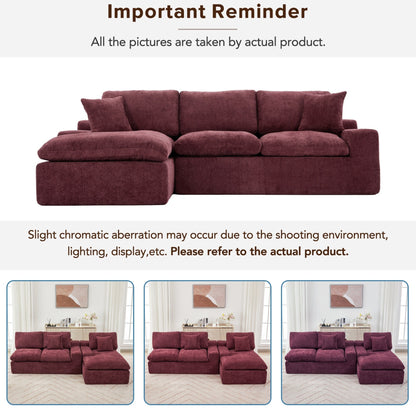 Modular Chenille Cloud Sectional Sofa with Double-Layer Cushions, Side Storage and Matching Pillows for Living Room