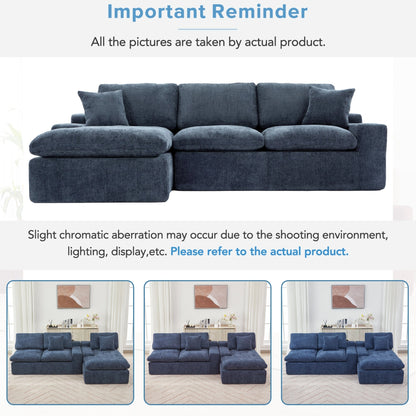 Modular Chenille Cloud Sectional Sofa with Double-Layer Cushions, Side Storage and Matching Pillows for Living Room