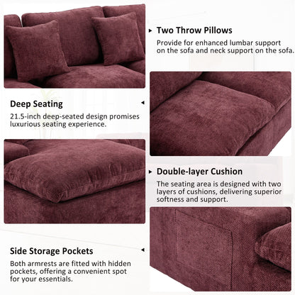Modular Chenille Cloud Sectional Sofa with Double-Layer Cushions, Side Storage and Matching Pillows for Living Room