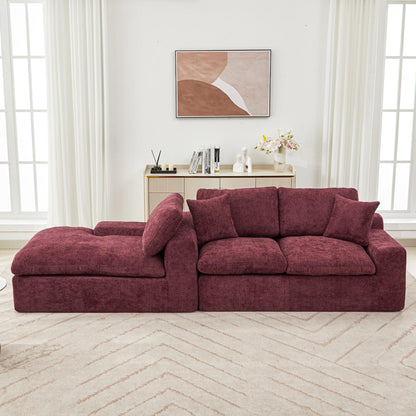 Modular Chenille Cloud Sectional Sofa with Double-Layer Cushions, Side Storage and Matching Pillows for Living Room