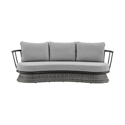 Monk Modern Gray Wicker and Aluminum Outdoor 4 Piece Conversation Set with Swivel Chairs