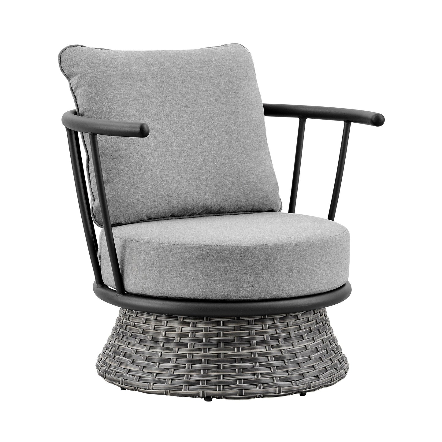 Monk Modern Gray Wicker and Aluminum Outdoor 4 Piece Conversation Set with Swivel Chairs