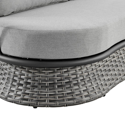 Monk Modern Gray Wicker and Aluminum Outdoor 4 Piece Conversation Set with Swivel Chairs