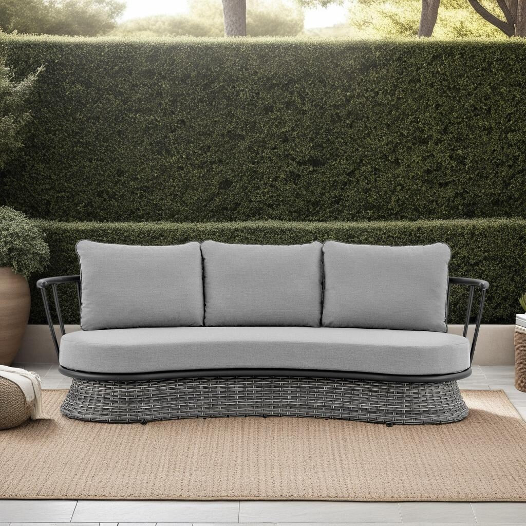 Monk Modern Gray Wicker and Aluminum Outdoor 4 Piece Conversation Set with Swivel Chairs