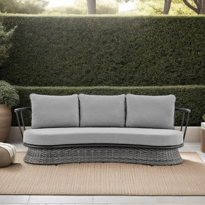 Monk Modern Gray Wicker and Aluminum Outdoor 4 Piece Conversation Set with Swivel Chairs