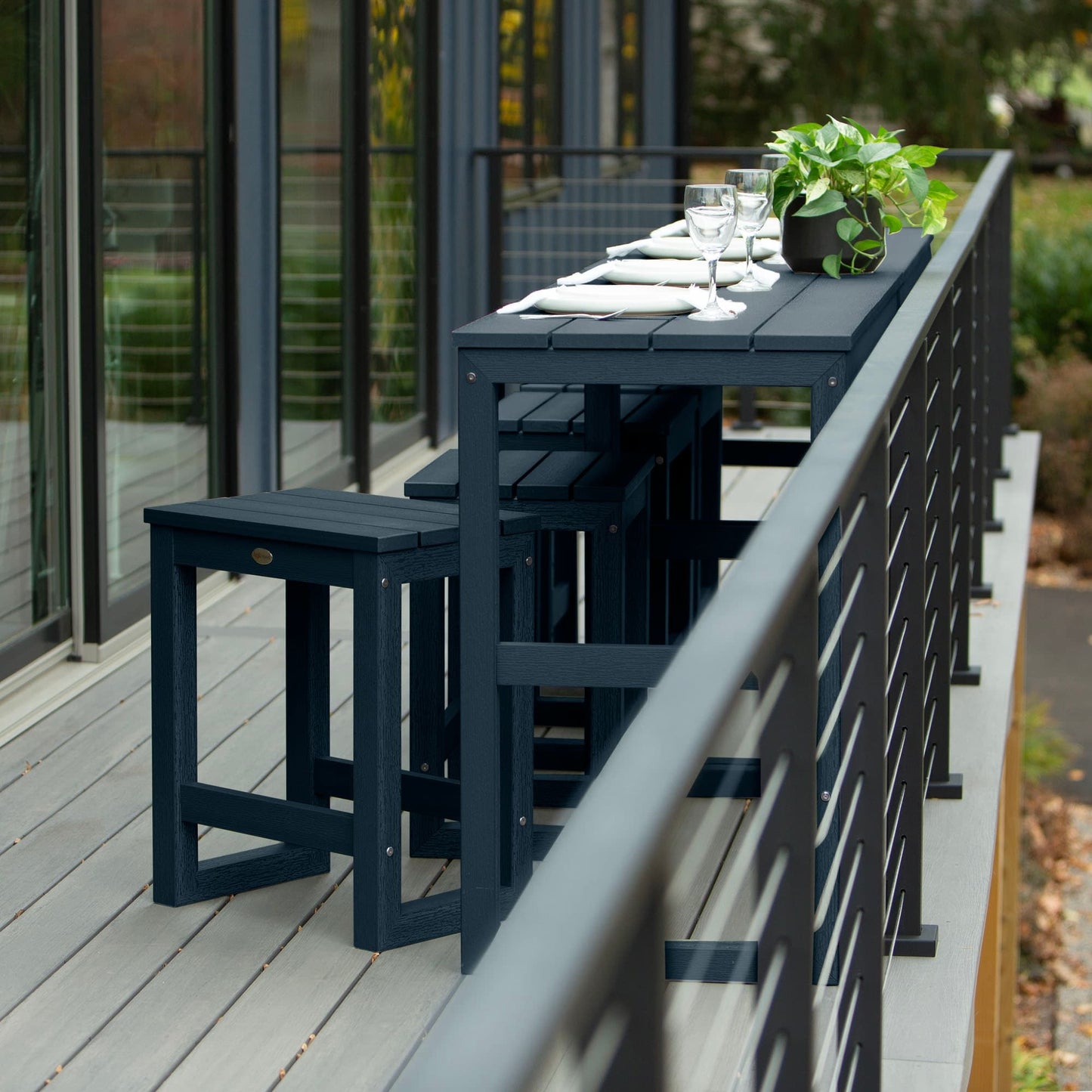 HIGHWOOD Monroe Modern Counter Height Balcony Stool/Table 6-Piece Set - N/A