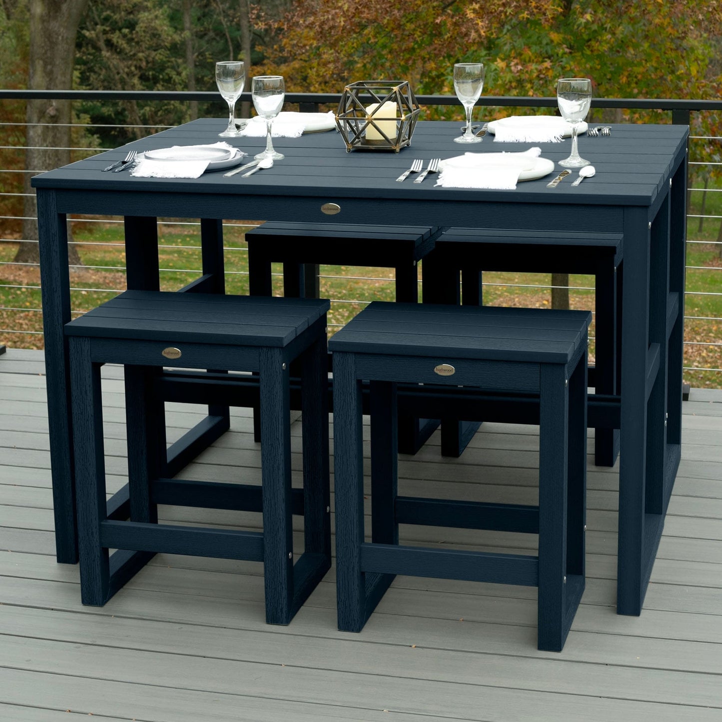 HIGHWOOD Monroe Modern Counter Height Balcony Stool/Table 6-Piece Set - N/A