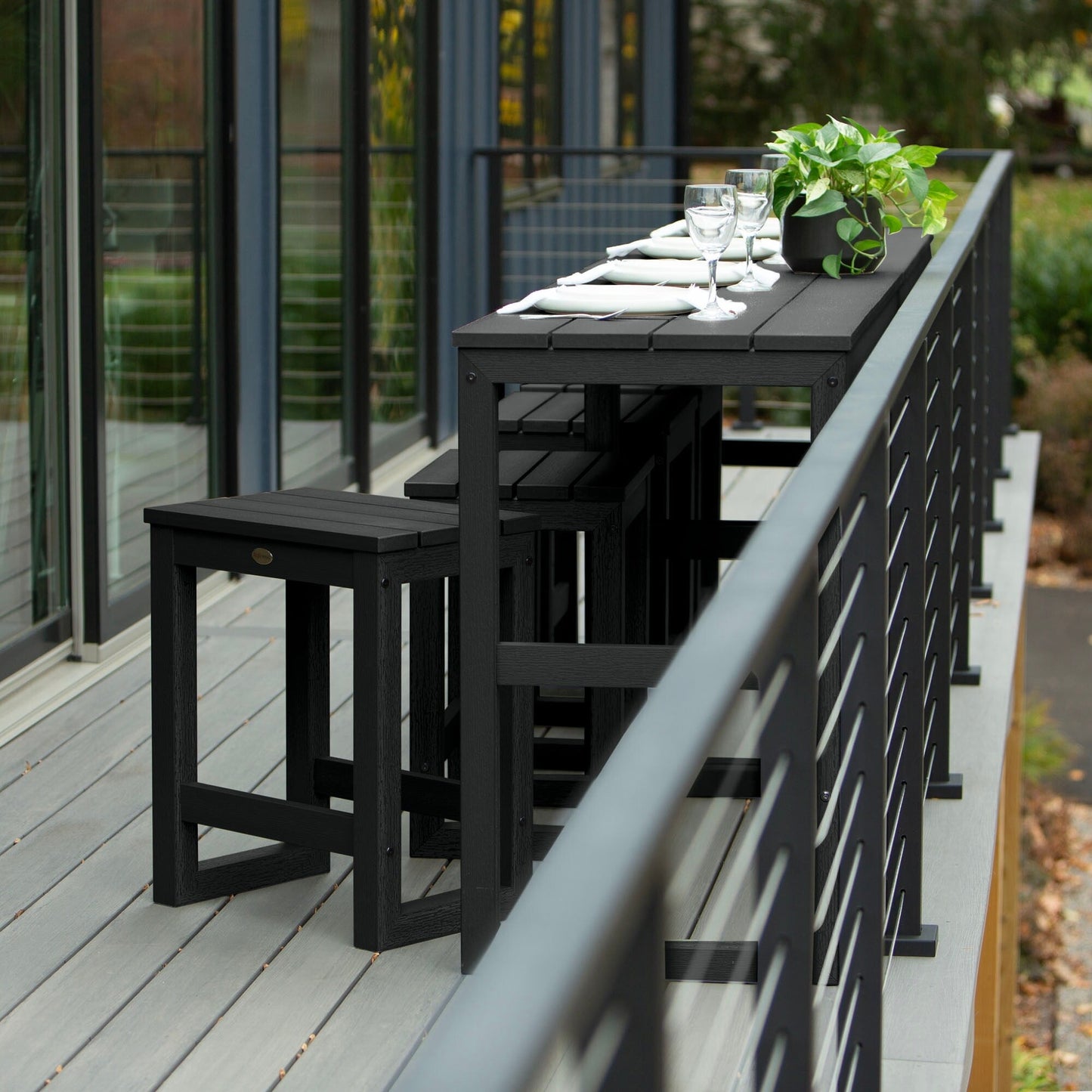 HIGHWOOD Monroe Modern Counter Height Balcony Stool/Table 6-Piece Set - N/A