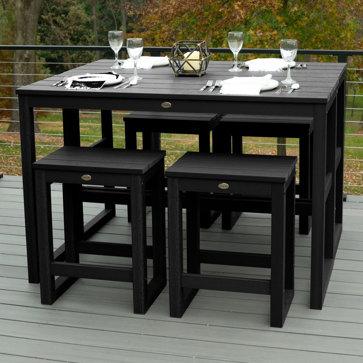 HIGHWOOD Monroe Modern Counter Height Balcony Stool/Table 6-Piece Set - N/A