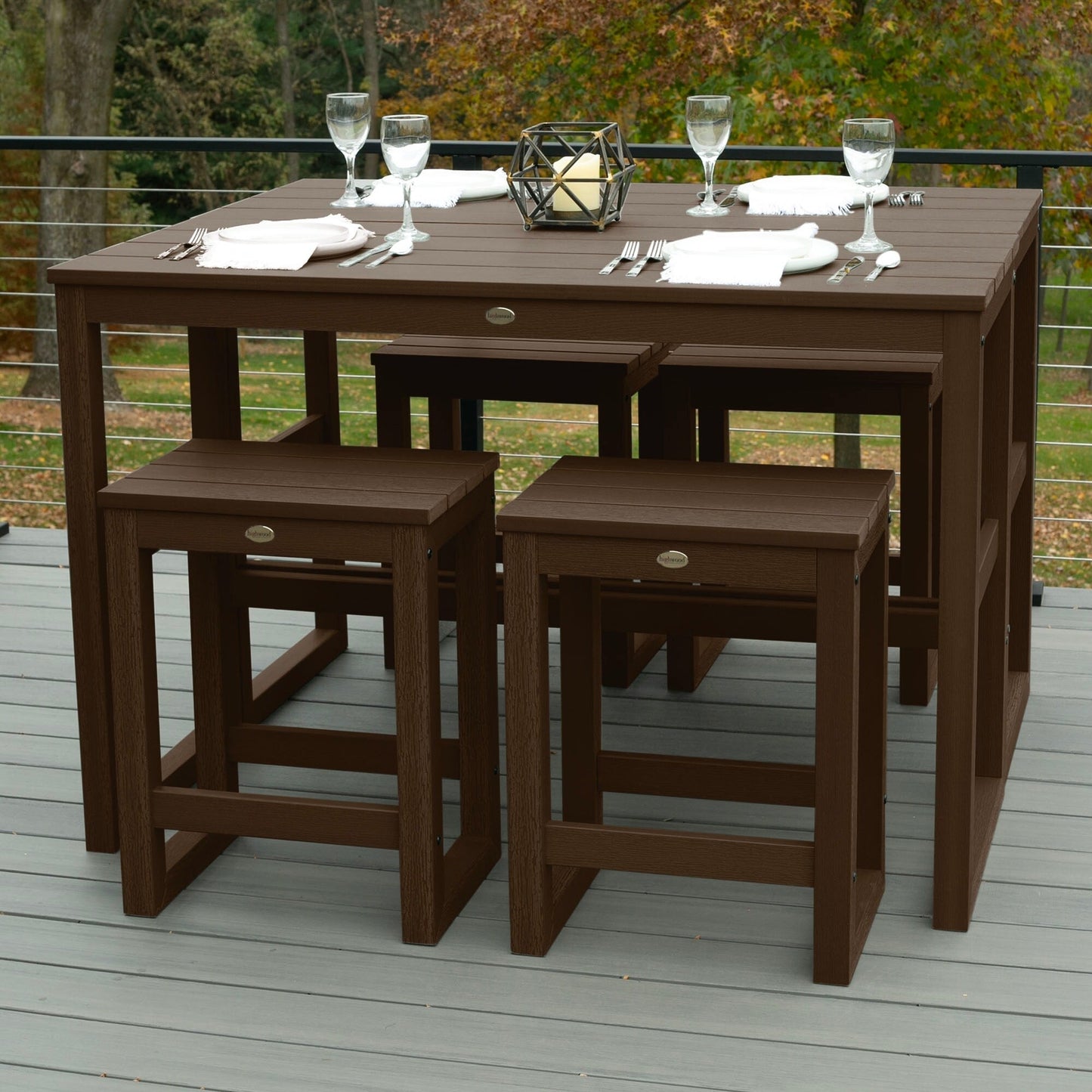 HIGHWOOD Monroe Modern Counter Height Balcony Stool/Table 6-Piece Set - N/A