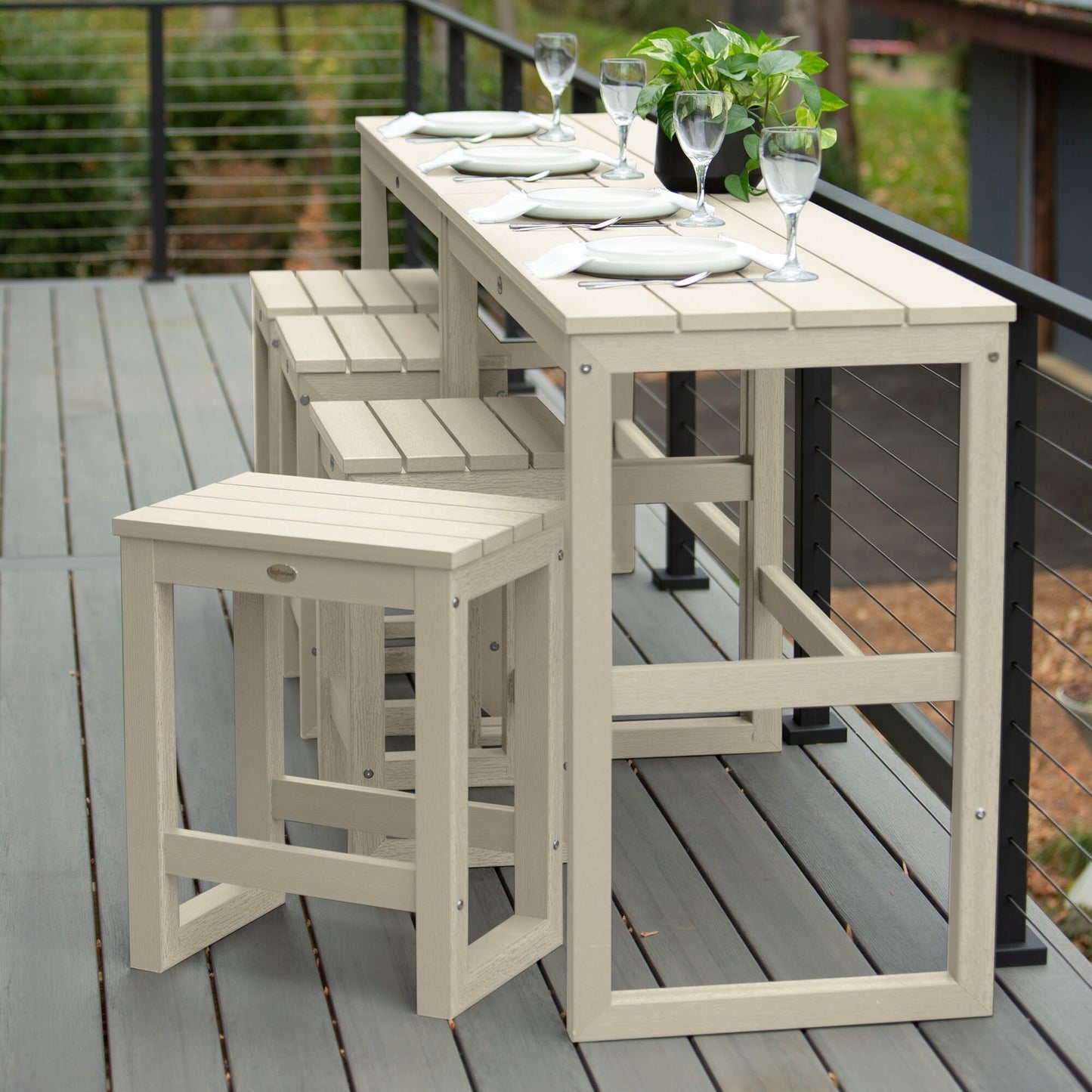HIGHWOOD Monroe Modern Counter Height Balcony Stool/Table 6-Piece Set - N/A