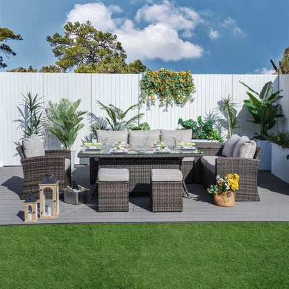 Morden Wicker/ Steel 7-piece Outdoor Conversation Firepit Dining Sets