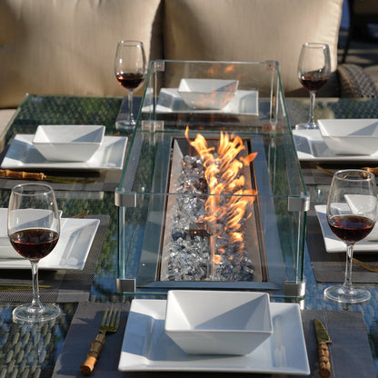 Morden Wicker/ Steel 7-piece Outdoor Conversation Firepit Dining Sets