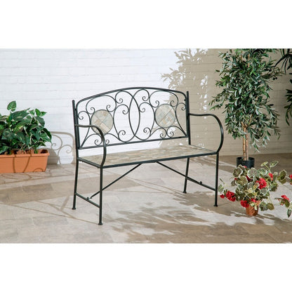 Islington Sand Mosaic Tile Two Seater Bench - 22.8x5.1x40.9