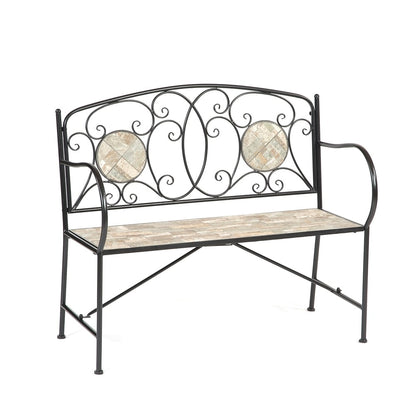 Islington Sand Mosaic Tile Two Seater Bench - 22.8x5.1x40.9