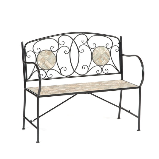 Islington Sand Mosaic Tile Two Seater Bench - 22.8x5.1x40.9