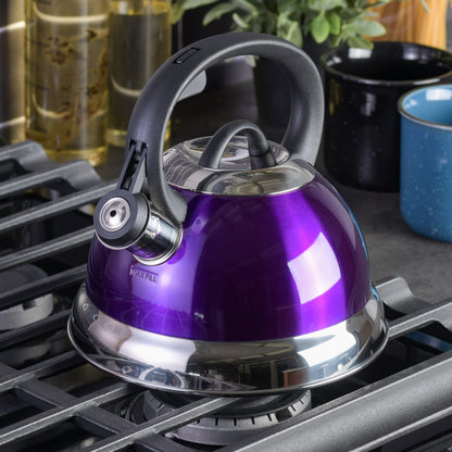 Mr. Coffee Flintshire 1.75 Quart Whistling Stovetop Tea Kettle in Purple - 1.75 Quart