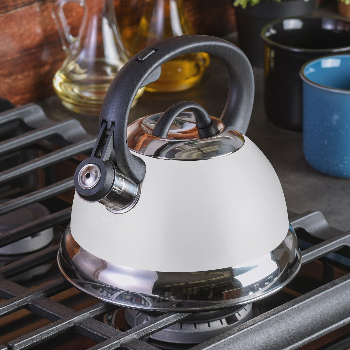 Mr. Flintshire 1.75 Quart Whistling Tea Kettle in Linen