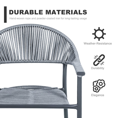 NUU GARDEN 3-piece Patio Rope Wicker Bistro Set