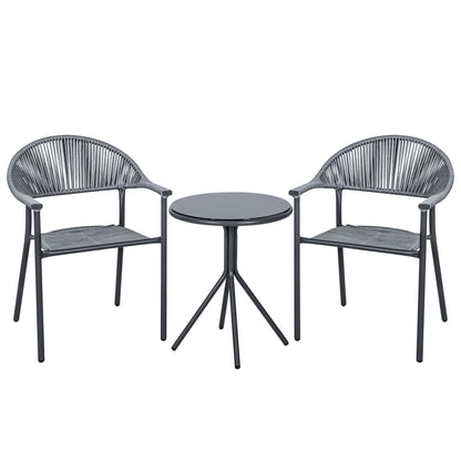 NUU GARDEN 3-piece Patio Rope Wicker Bistro Set