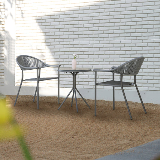 NUU GARDEN 3-piece Patio Rope Wicker Bistro Set