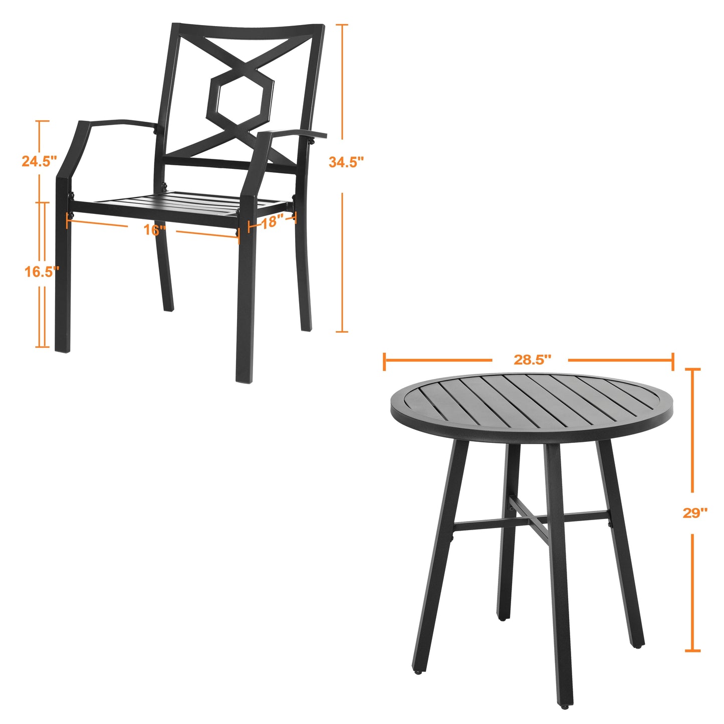 NUU GARDEN Outdoor 3-Piece Iron Bistro Set