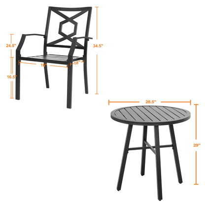 NUU GARDEN Outdoor 3-Piece Iron Bistro Set