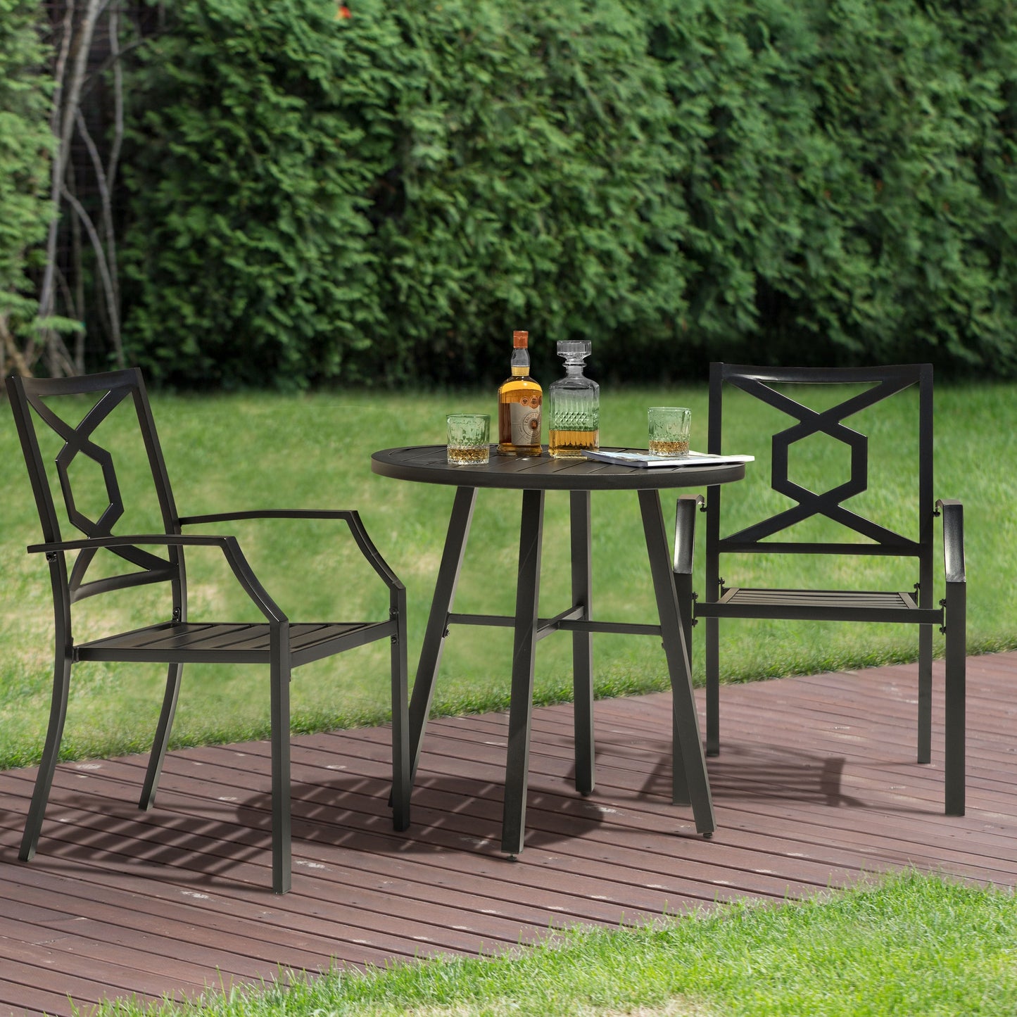 NUU GARDEN Outdoor 3-Piece Iron Bistro Set