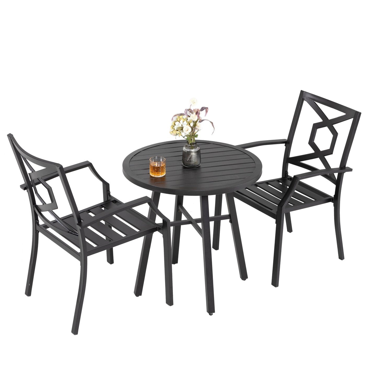 NUU GARDEN Outdoor 3-Piece Iron Bistro Set