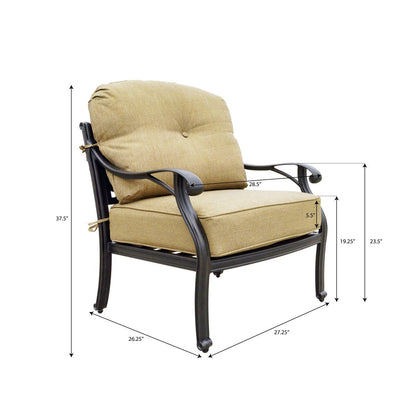 Nassau 4-Piece Patio Propane Fire Pit Loveseat Conversation Set with Cushions and 47'' Round Fire Pit Chat Table and Fireglass