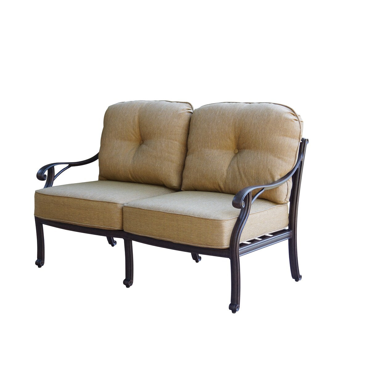 Nassau 4-Piece Patio Propane Fire Pit Loveseat Conversation Set with Cushions and 47'' Round Fire Pit Chat Table and Fireglass