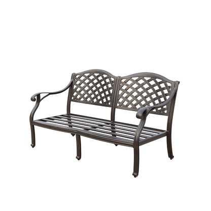 Nassau 4-Piece Patio Propane Fire Pit Loveseat Conversation Set with Cushions and 47'' Round Fire Pit Chat Table and Fireglass
