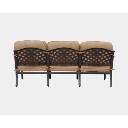 Nassau 5-Piece Patio Propane Fire Pit Deep Seating Set with Cushions and 47'' Round Fire Pit Chat Table and Fireglass