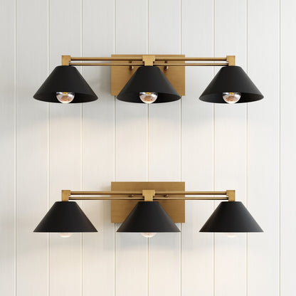 Nathan James Ronnie Industrial 3-Light Vanity Light, Art Deco Wall Mounted Light Fixture for Bathroom or Vanity