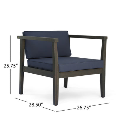 Newbury Outdoor Acacia Wood Club Chairs with Cushions (Set of 2) by Christopher Knight Home