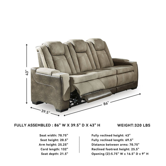 Next-Gen DuraPella Power Recliner Sofa with Adjustable Headrest