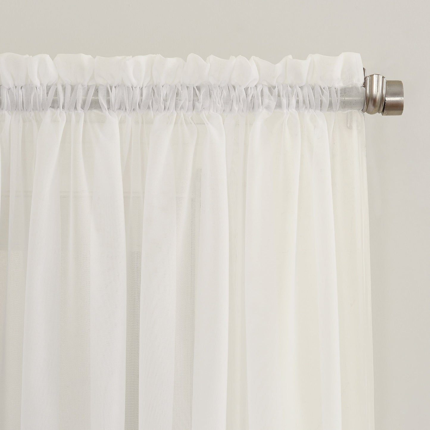 No. 918 Erica Crushed Voile Ascot Beaded Sheer Rod Pocket 1-Piece Curtain Valance