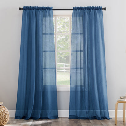 No. 918 Erica Crushed Voile Sheer Rod Pocket 1-Piece Curtain Panel, Single Panel