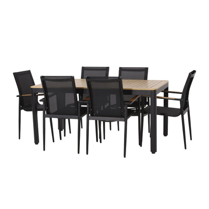 Norcrest Outdoor Mesh and Aluminum 7 Piece Dining Set by Christopher Knight Home