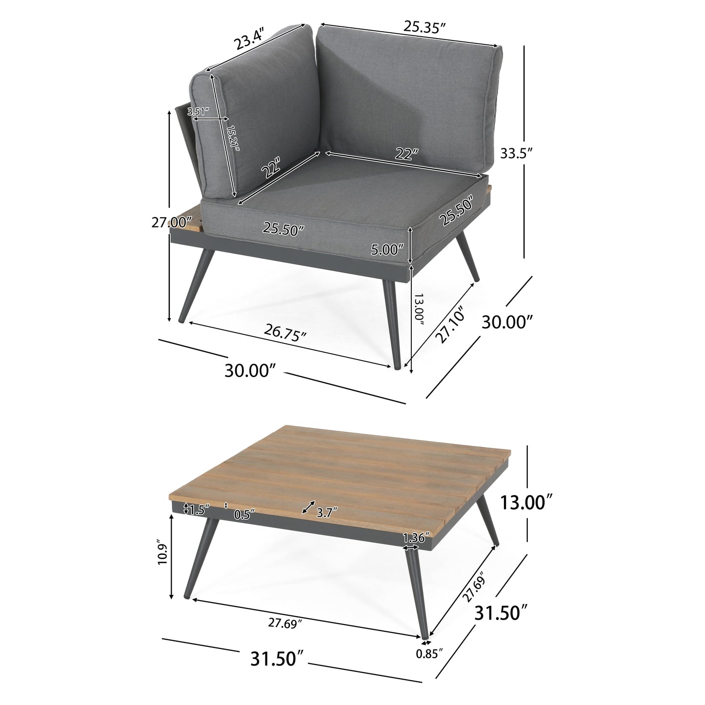 Norfolk Outdoor V-Shaped 5 Seater Sofa Set by Christopher Knight Home