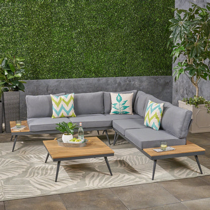 Norfolk Outdoor V-Shaped 5 Seater Sofa Set by Christopher Knight Home