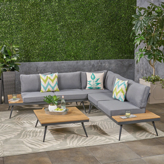 Norfolk Outdoor V-Shaped 5 Seater Sofa Set by Christopher Knight Home